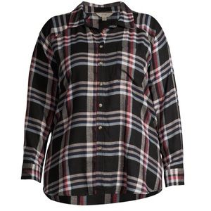 Terra & Sky Woman’s Plus Size Plaid Button Up Top